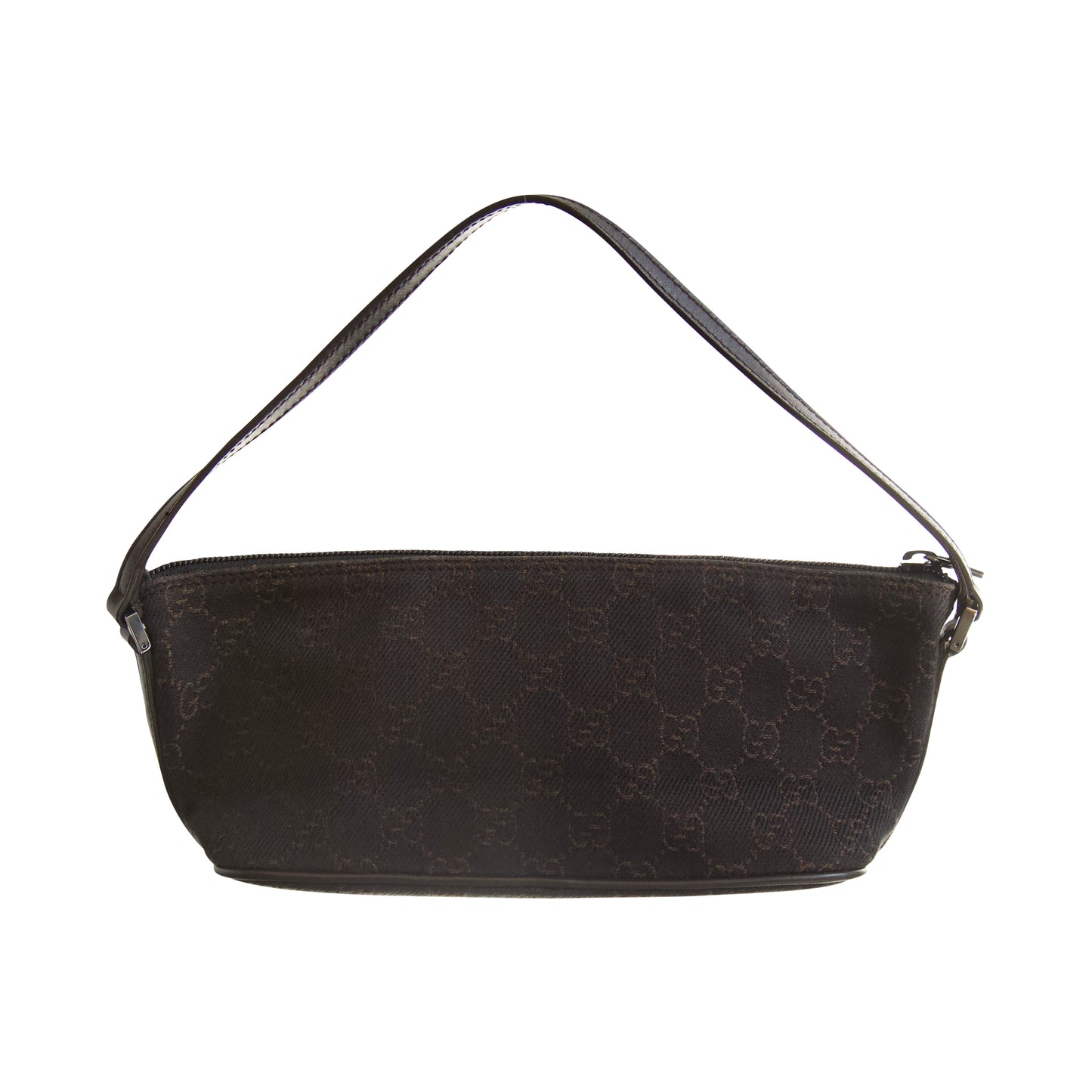 Gucci Black Monogram Canvas Baguette Bag