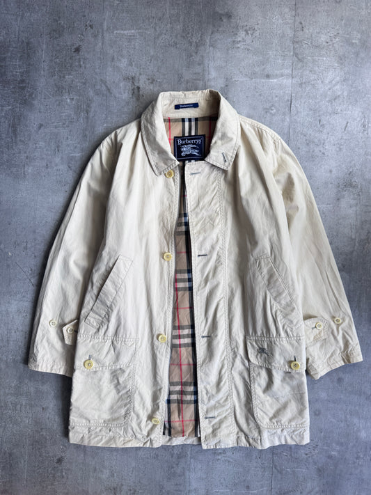 Burberry Nova Check Lined Cream Parka Jacket