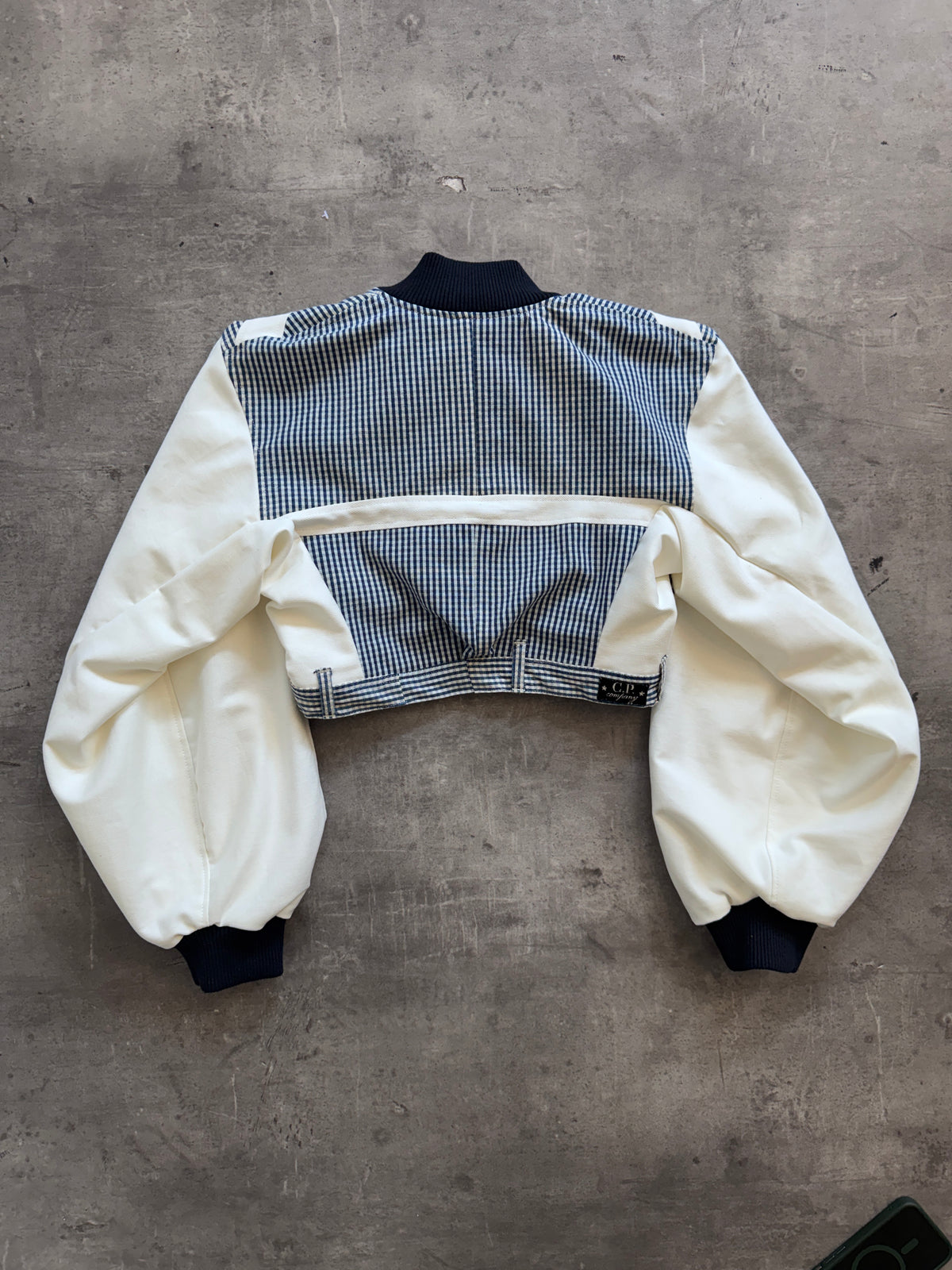 VT Rework: C.P.Company Gingham Plaid Oversized Sleeve Crop Blouson