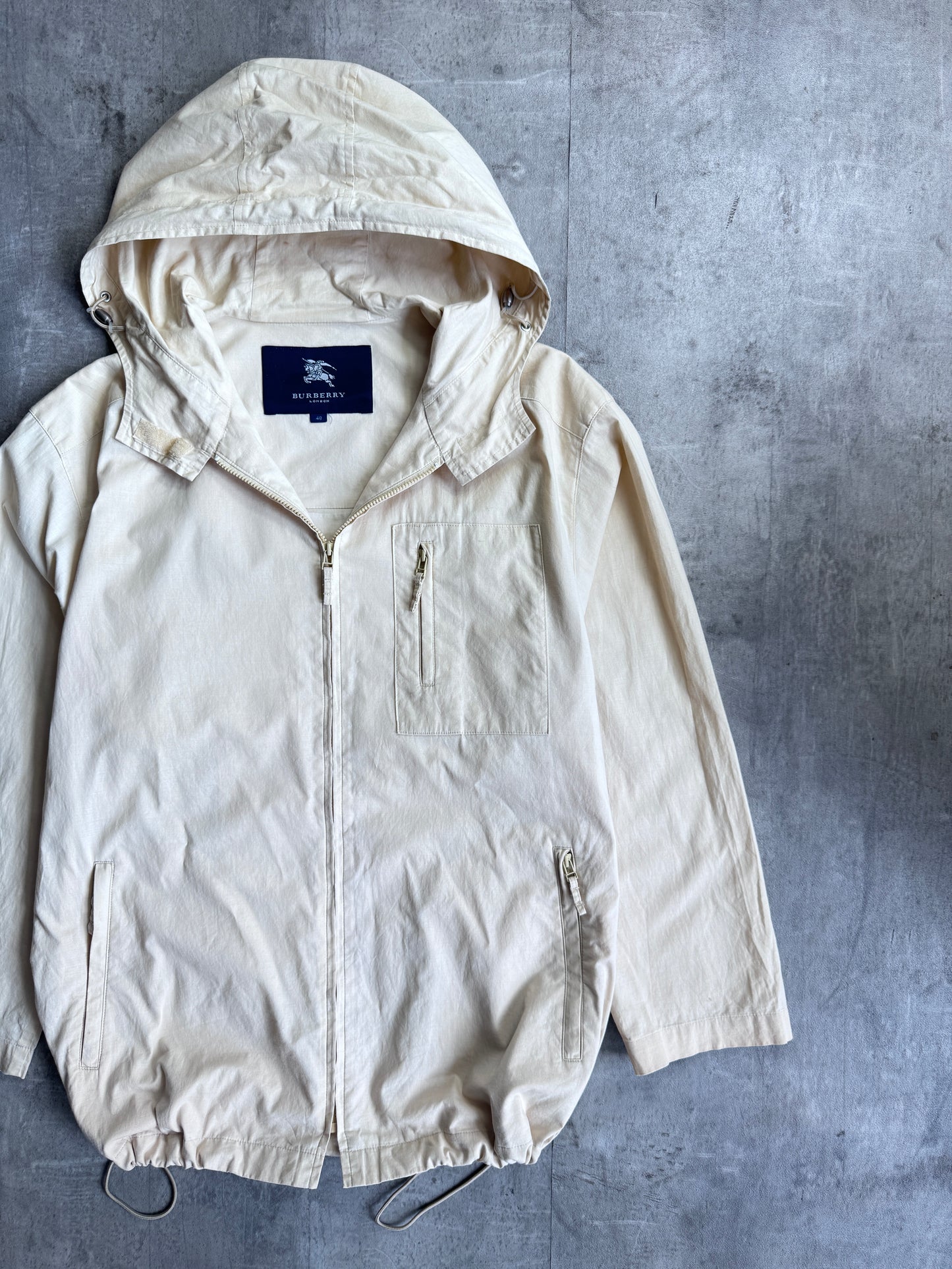 Burberry Beige Hooded Packable Tech Jacket