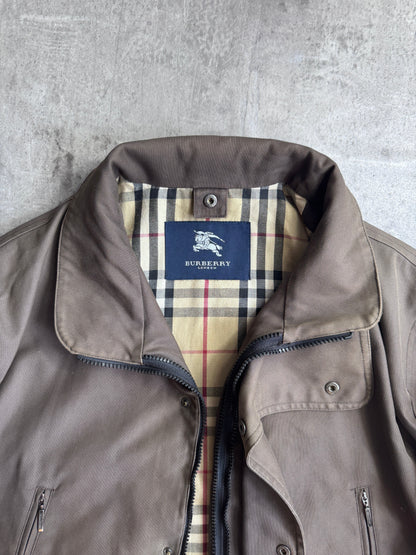 Burberry Brown Nova Check Lined Poly Cotton Utility Coat