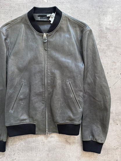 Tom Ford Lambskin Leather Grey Bomber Jacket FA:276 (CSN633)