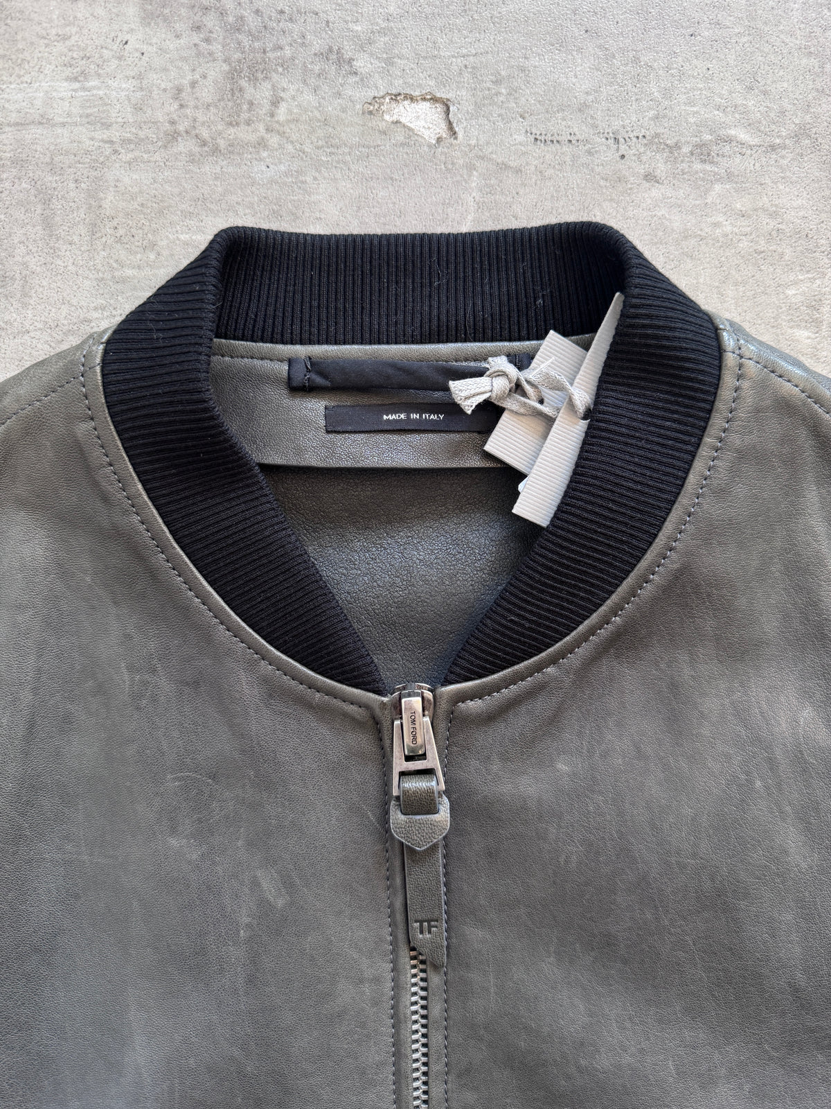 Tom Ford Lambskin Leather Grey Bomber Jacket FA:276 (CSN633)