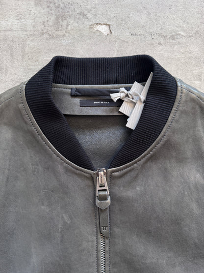 Tom Ford Lambskin Leather Grey Bomber Jacket FA:276 (CSN633)
