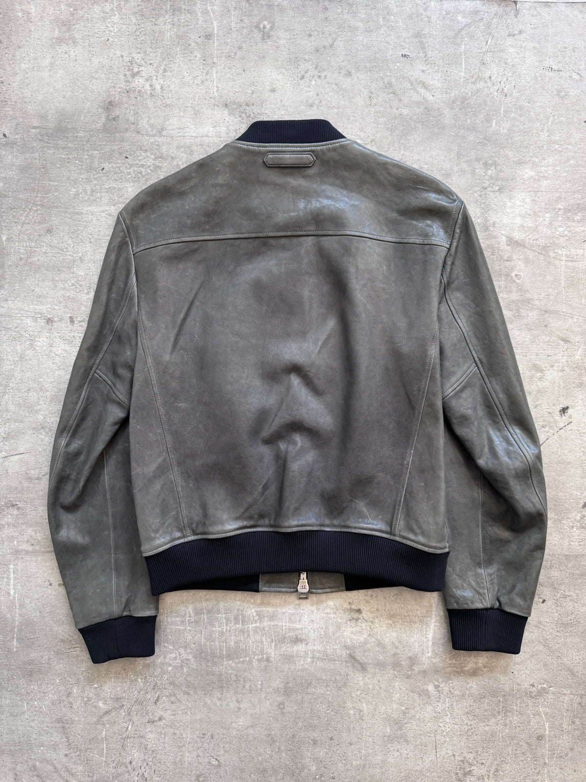 Tom Ford Lambskin Leather Grey Bomber Jacket FA:276 (CSN633)