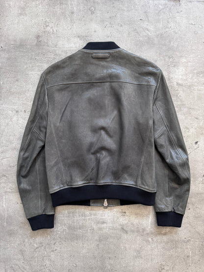 Tom Ford Lambskin Leather Grey Bomber Jacket FA:276 (CSN633)