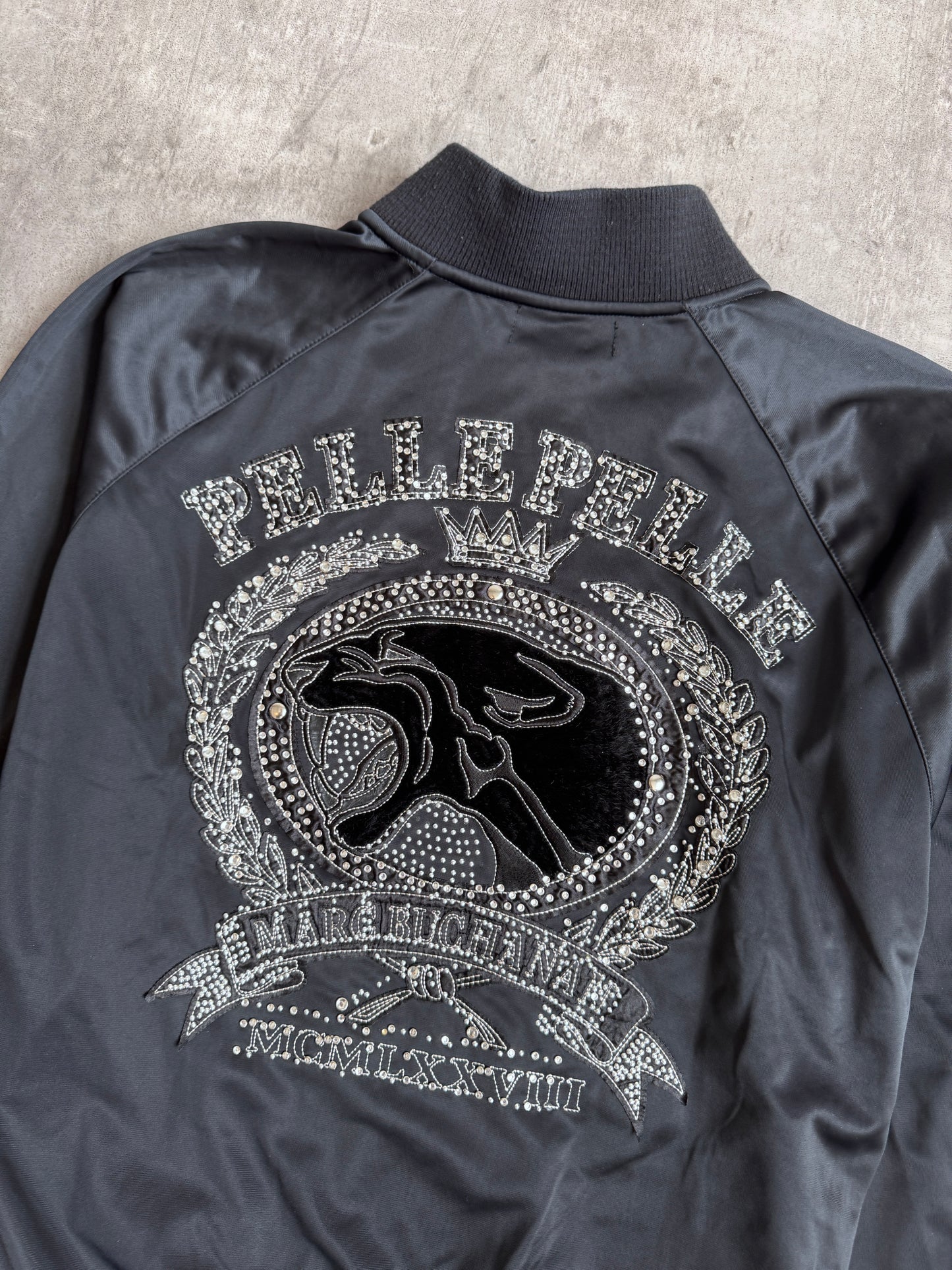 Pelle Pelle Black Satin Crown Logo Tracksuit Set