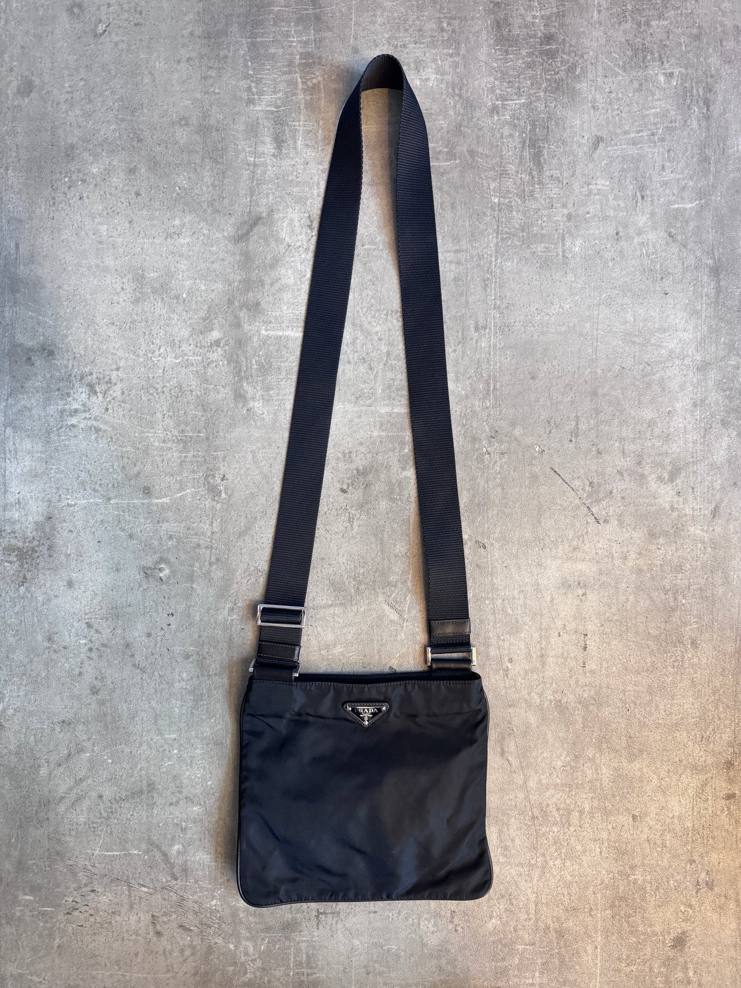 Prada Tessuto Black Nylon Plaque Logo Crossbody Bag