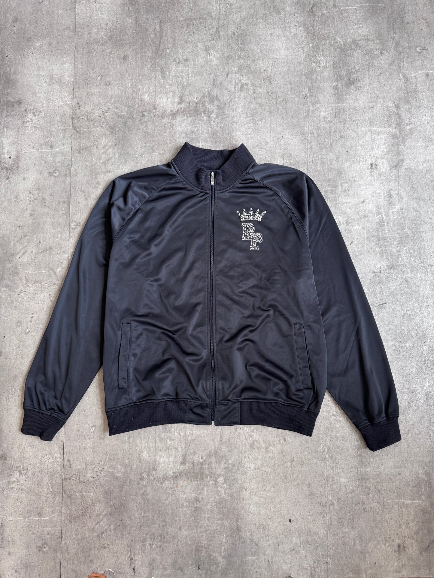 Pelle Pelle Black Satin Crown Logo Tracksuit Set