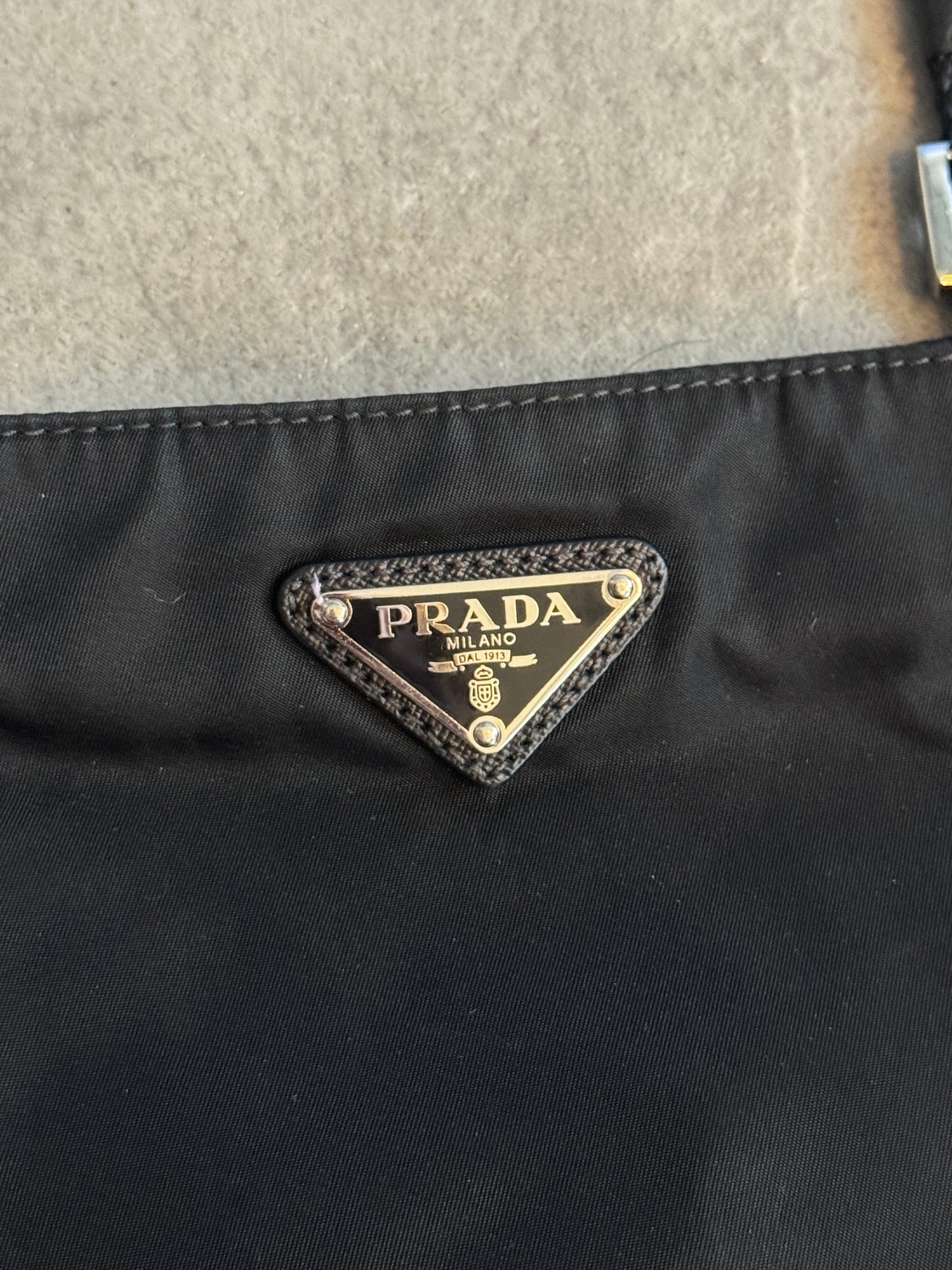 Prada Tessuto Black Nylon Plaque Logo Crossbody Bag