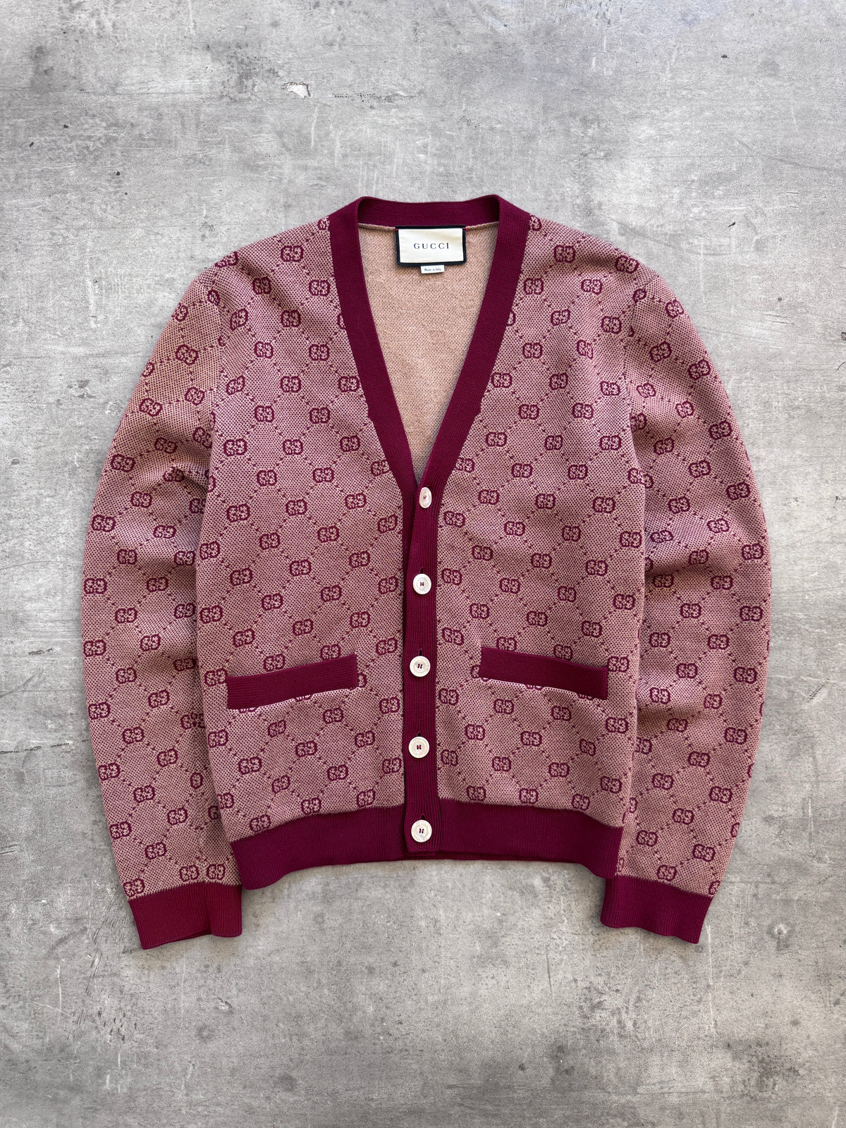 Gucci Bordeaux GG Jacquard Knitted Cardigan FA:276 (NP660)
