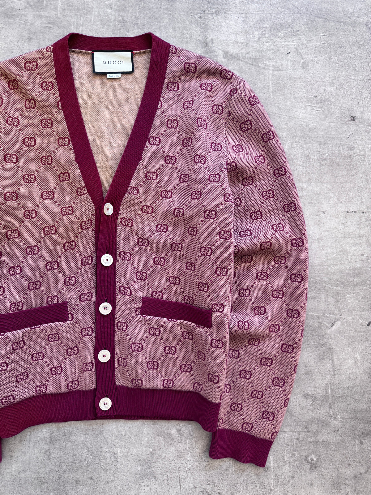 Gucci Bordeaux GG Jacquard Knitted Cardigan FA:276 (NP660)