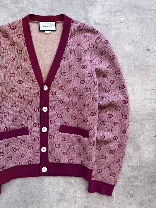 Gucci Bordeaux GG Jacquard Knitted Cardigan FA:276 (NP660)