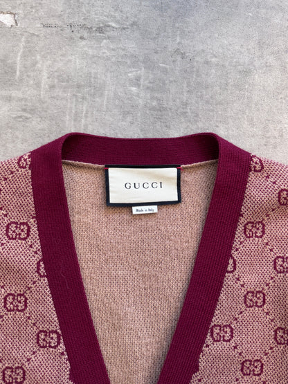 Gucci Bordeaux GG Jacquard Knitted Cardigan FA:276 (NP660)