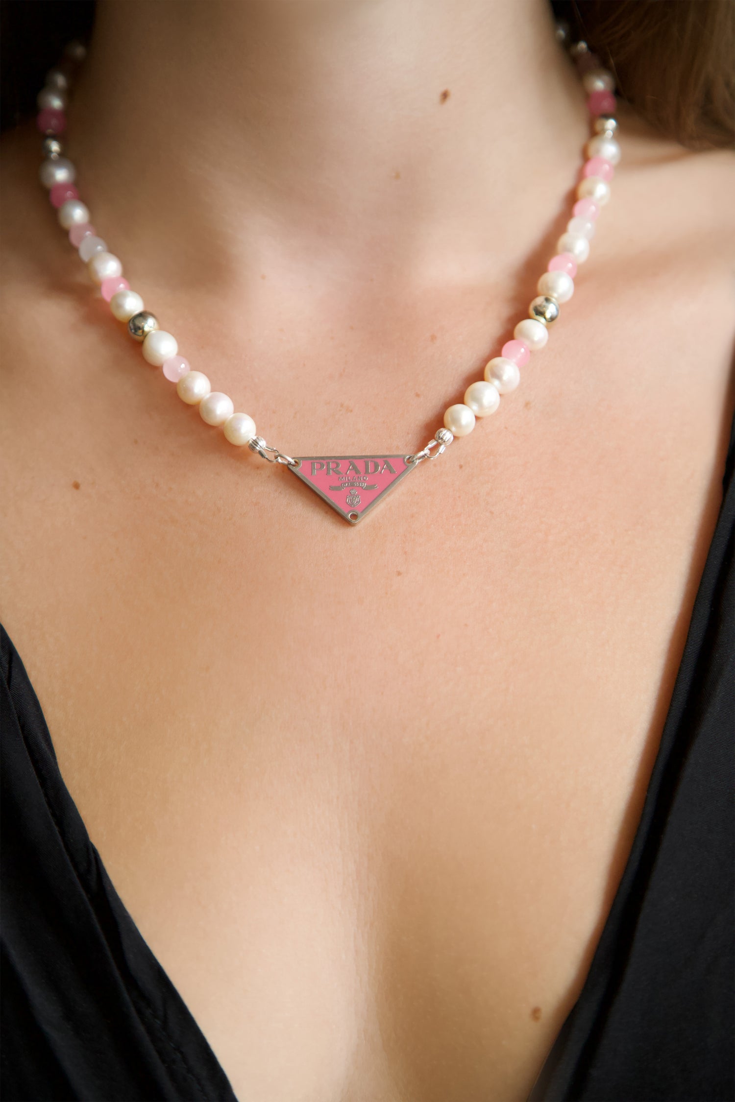 VT Rework: Prada Pink Pearl Beaded Necklace