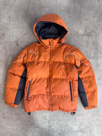 Balenciaga Orange Contrast Trim Down Quilt Puffer Jacket