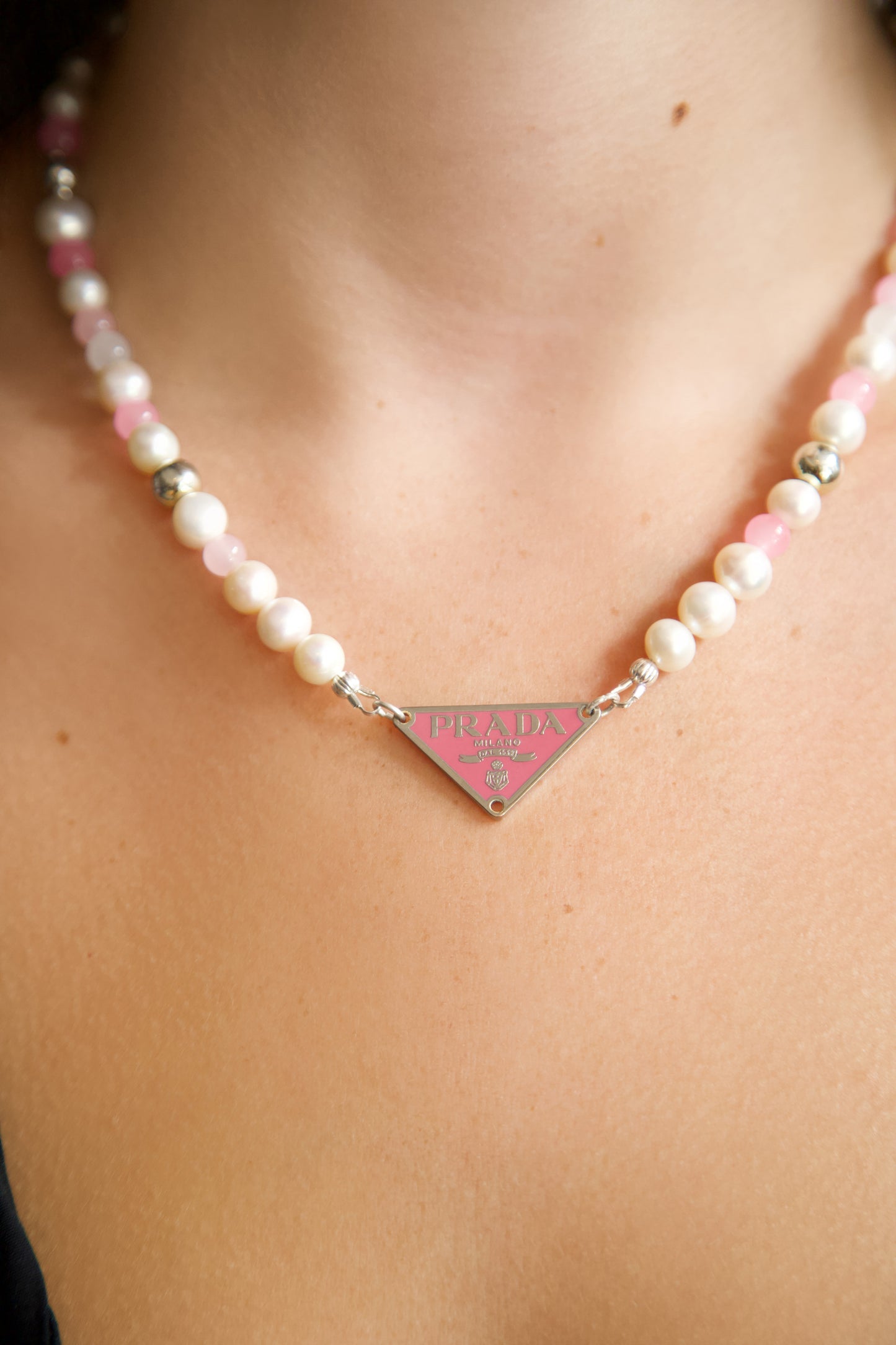 VT Rework: Prada Pink Pearl Beaded Necklace