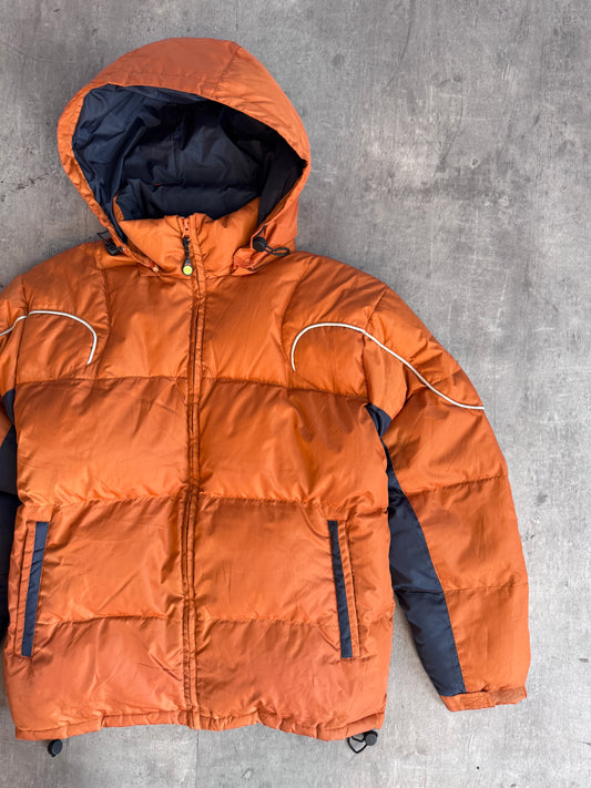 Balenciaga Orange Contrast Trim Down Quilt Puffer Jacket