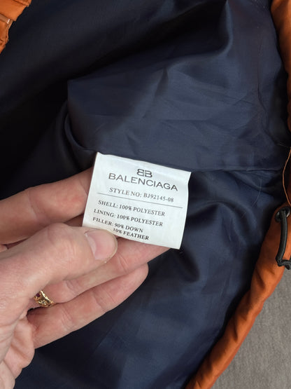 Balenciaga Orange Contrast Trim Down Quilt Puffer Jacket