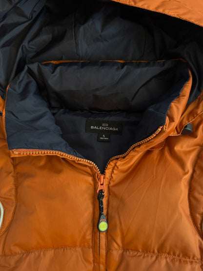 Balenciaga Orange Contrast Trim Down Quilt Puffer Jacket