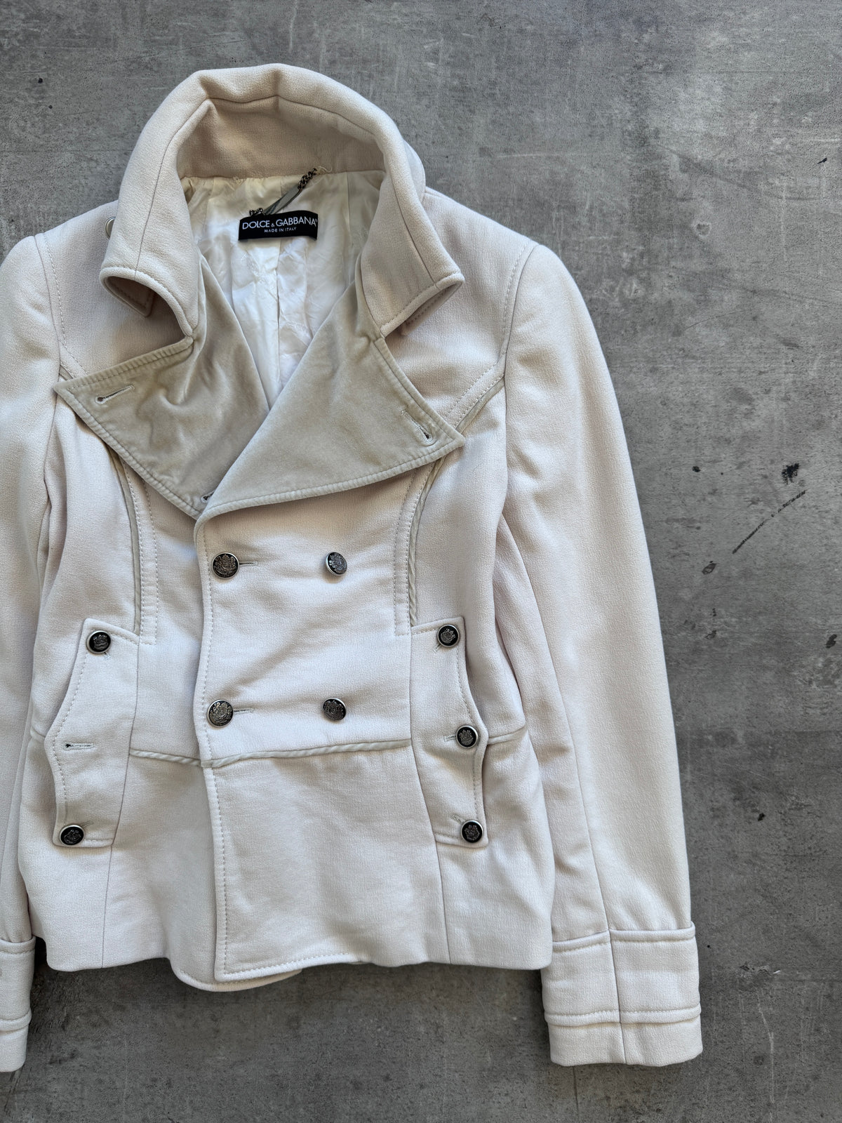 Dolce & Gabanna Velour Trim Double Breasted Blazer Jacket