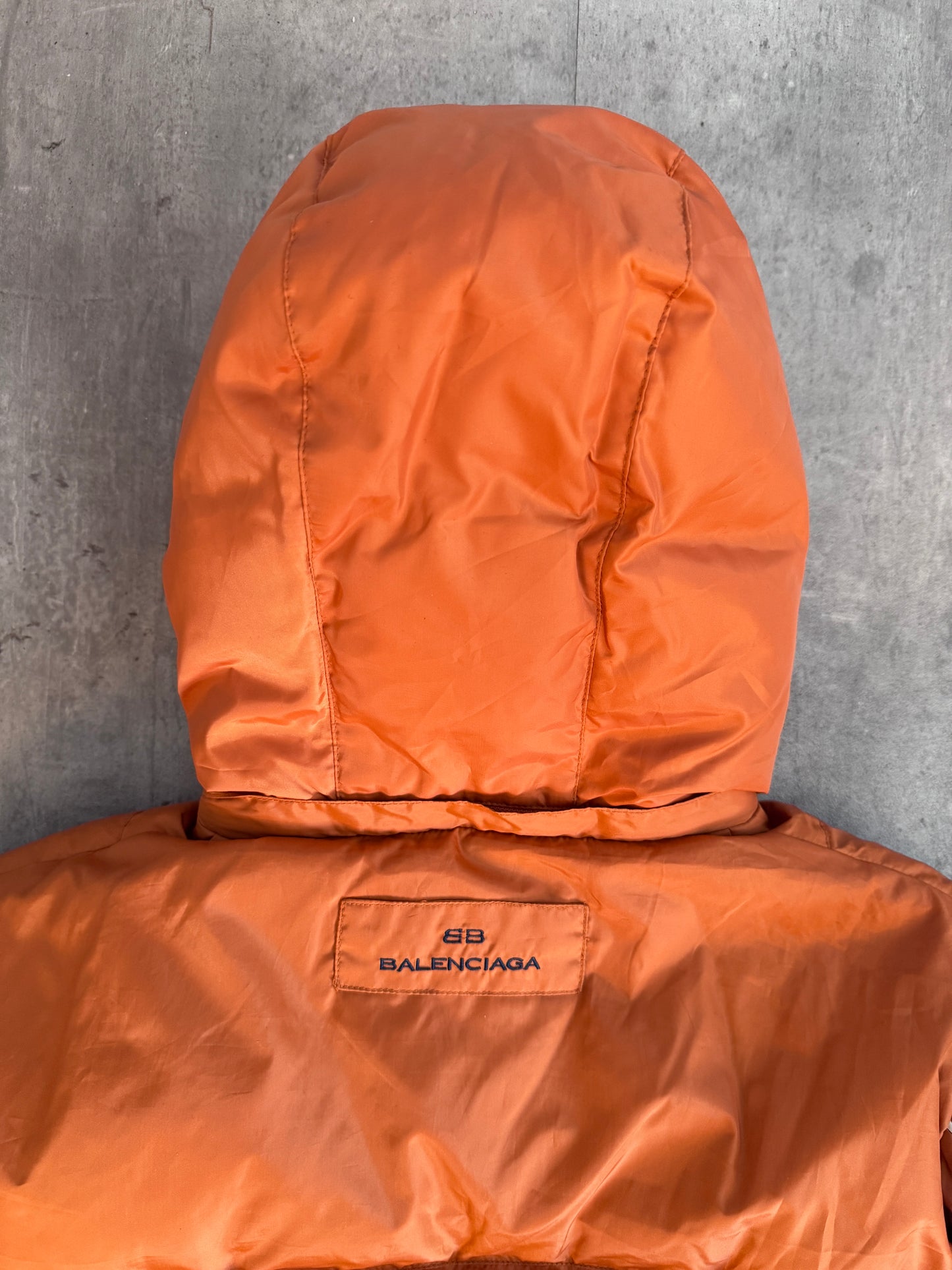 Balenciaga Orange Contrast Trim Down Quilt Puffer Jacket