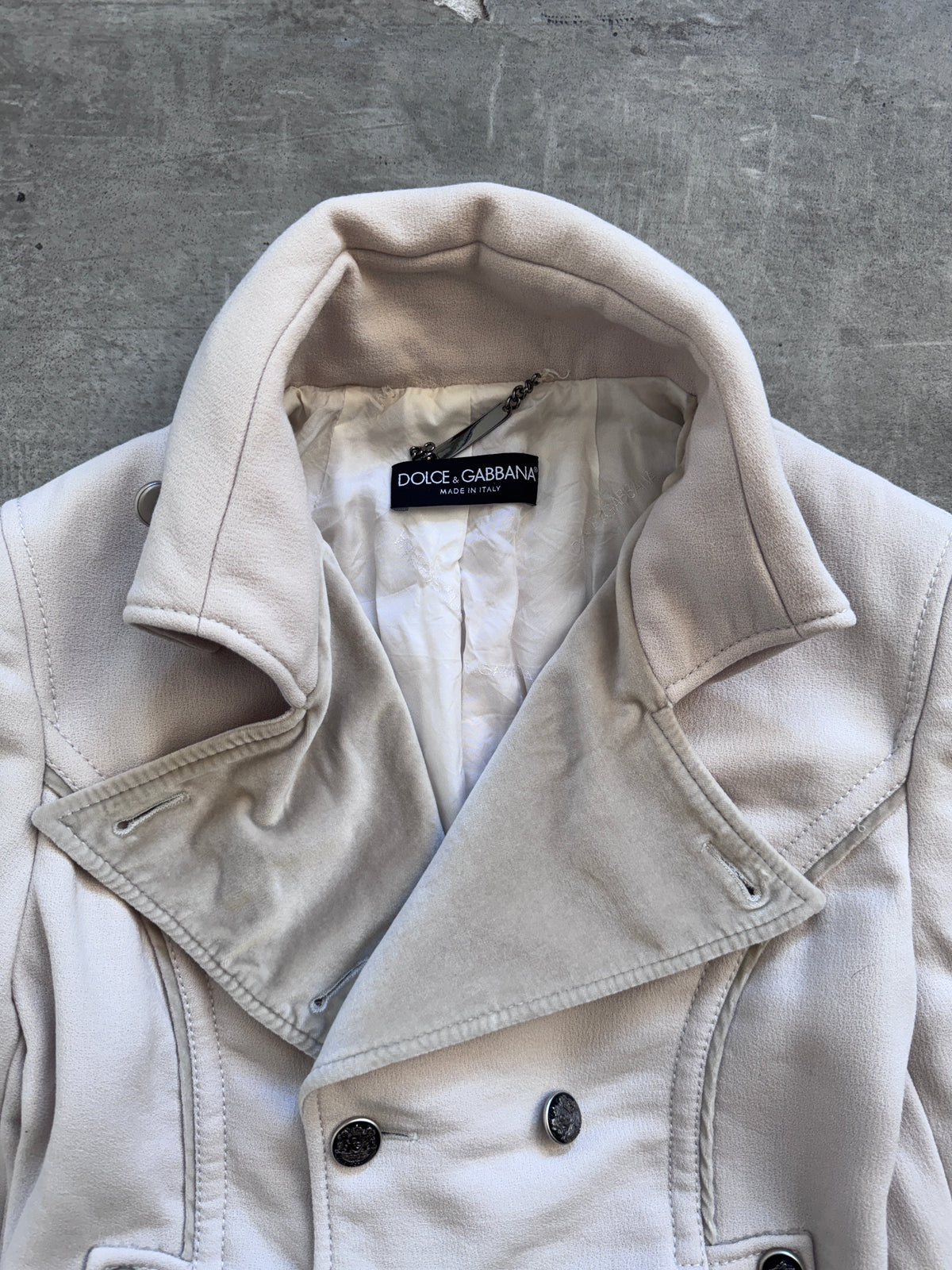 Dolce & Gabanna Velour Trim Double Breasted Blazer Jacket