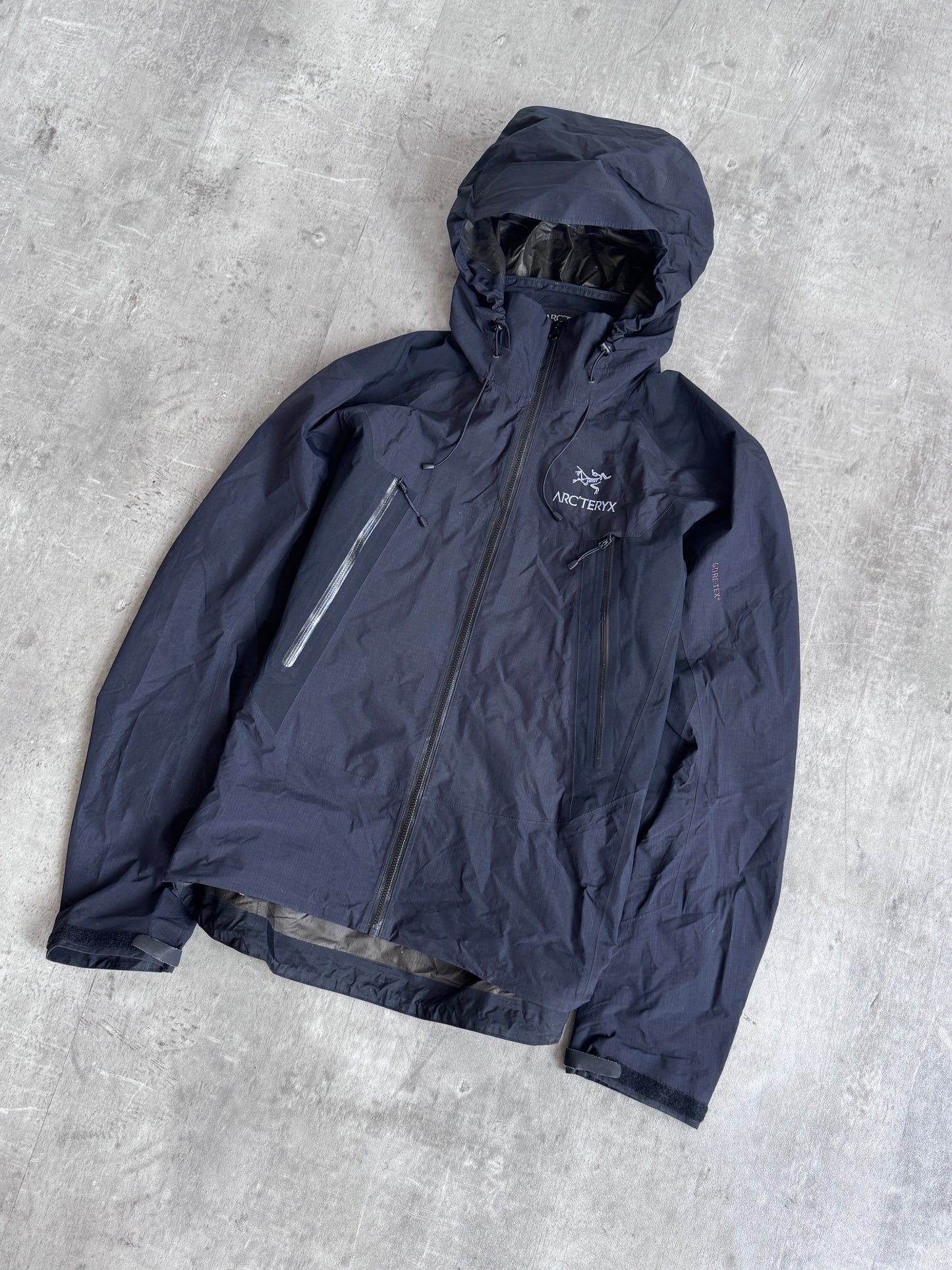 Arc'teryx Black Hooded Technical Waterproof Jacket