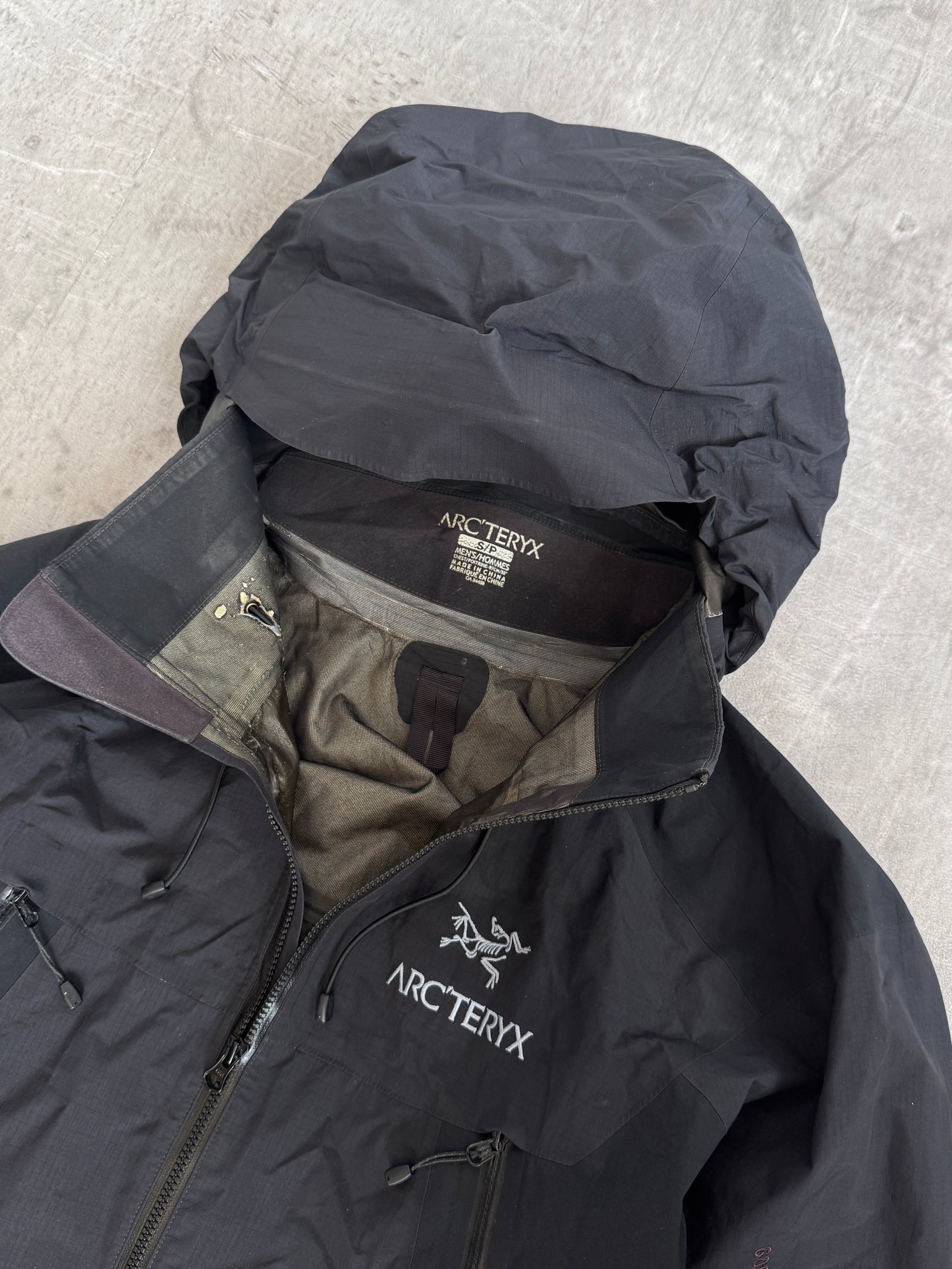 Arc'teryx Black Hooded Technical Waterproof Jacket