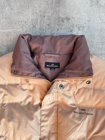 Balenciaga Two Tone Beige Embroidered Down Puffer Jacket