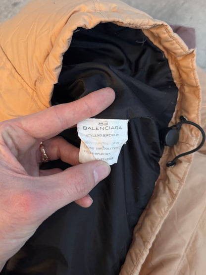 Balenciaga Two Tone Beige Embroidered Down Puffer Jacket