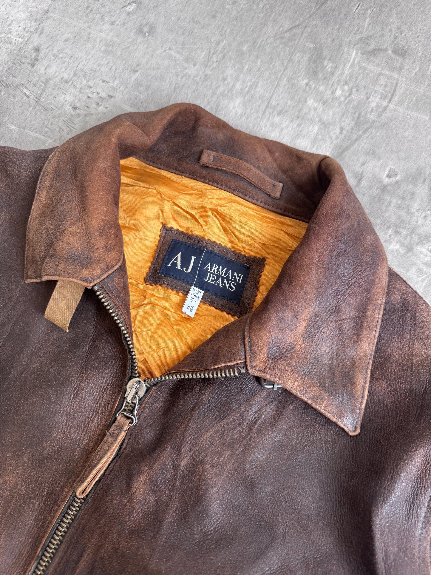 Armani Jeans Washed Brown Suede Work Jacket