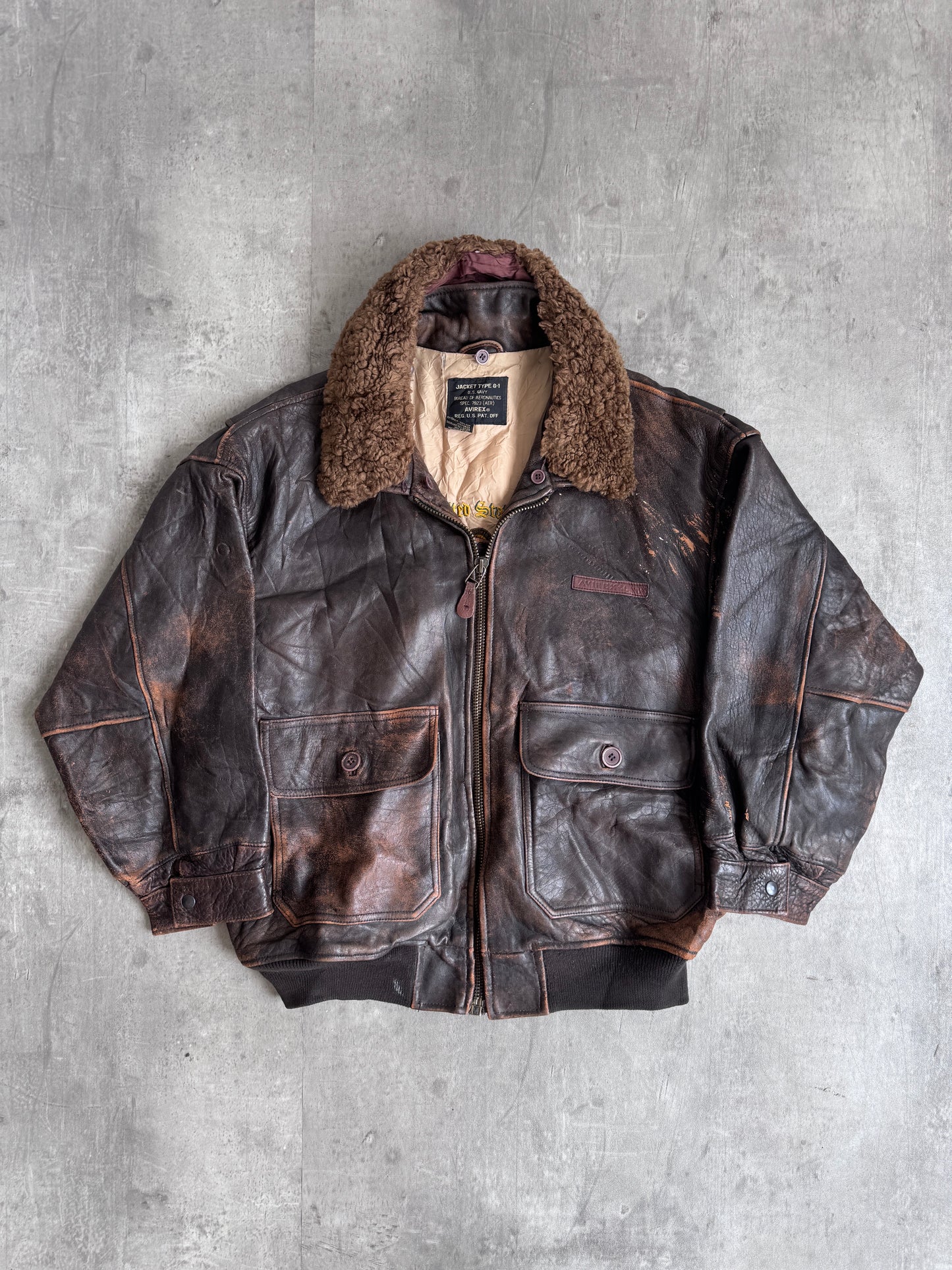 Avirex Sherpa Collar G-1 Leather Flight Jacket