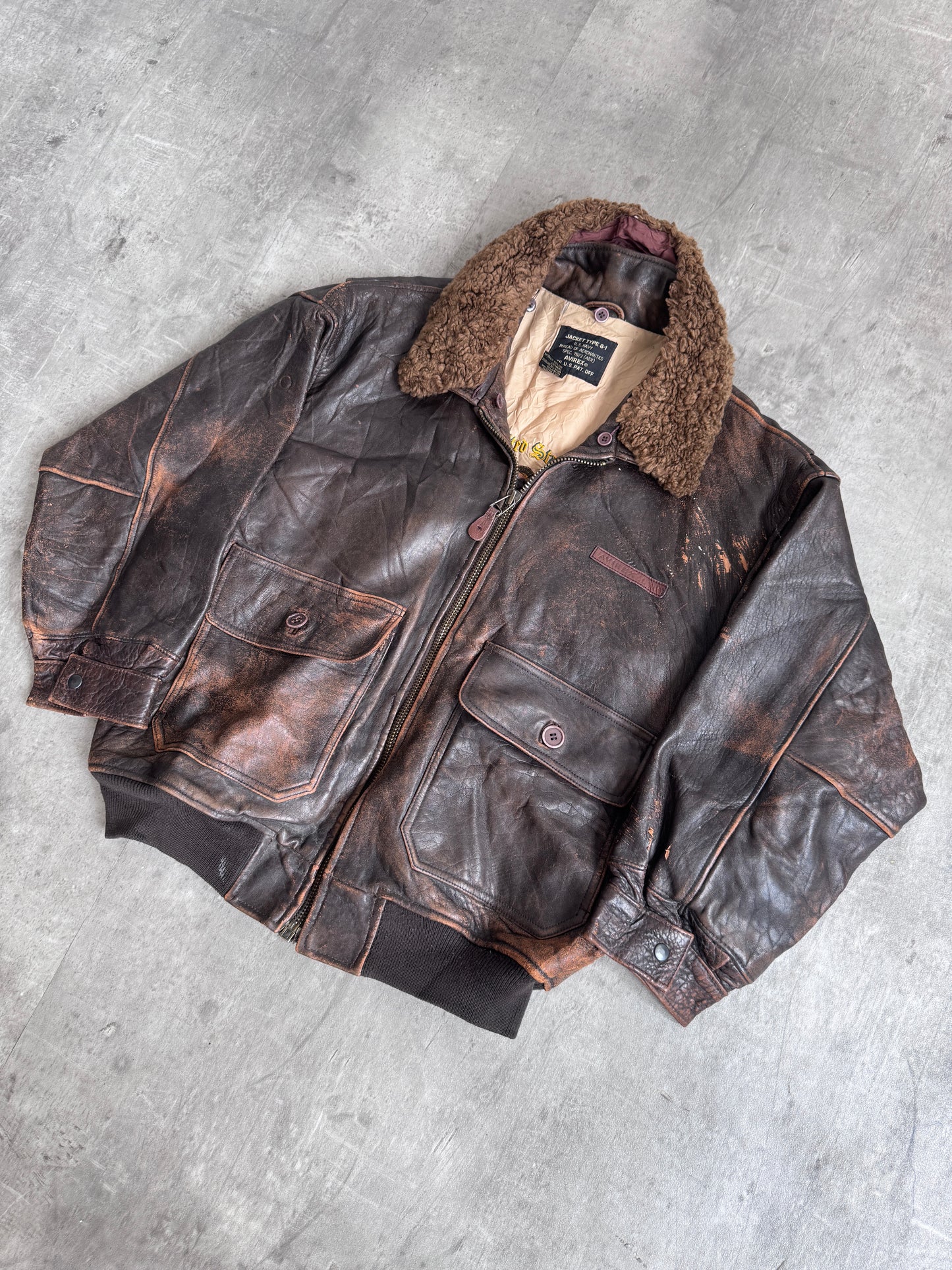 Avirex Sherpa Collar G-1 Leather Flight Jacket