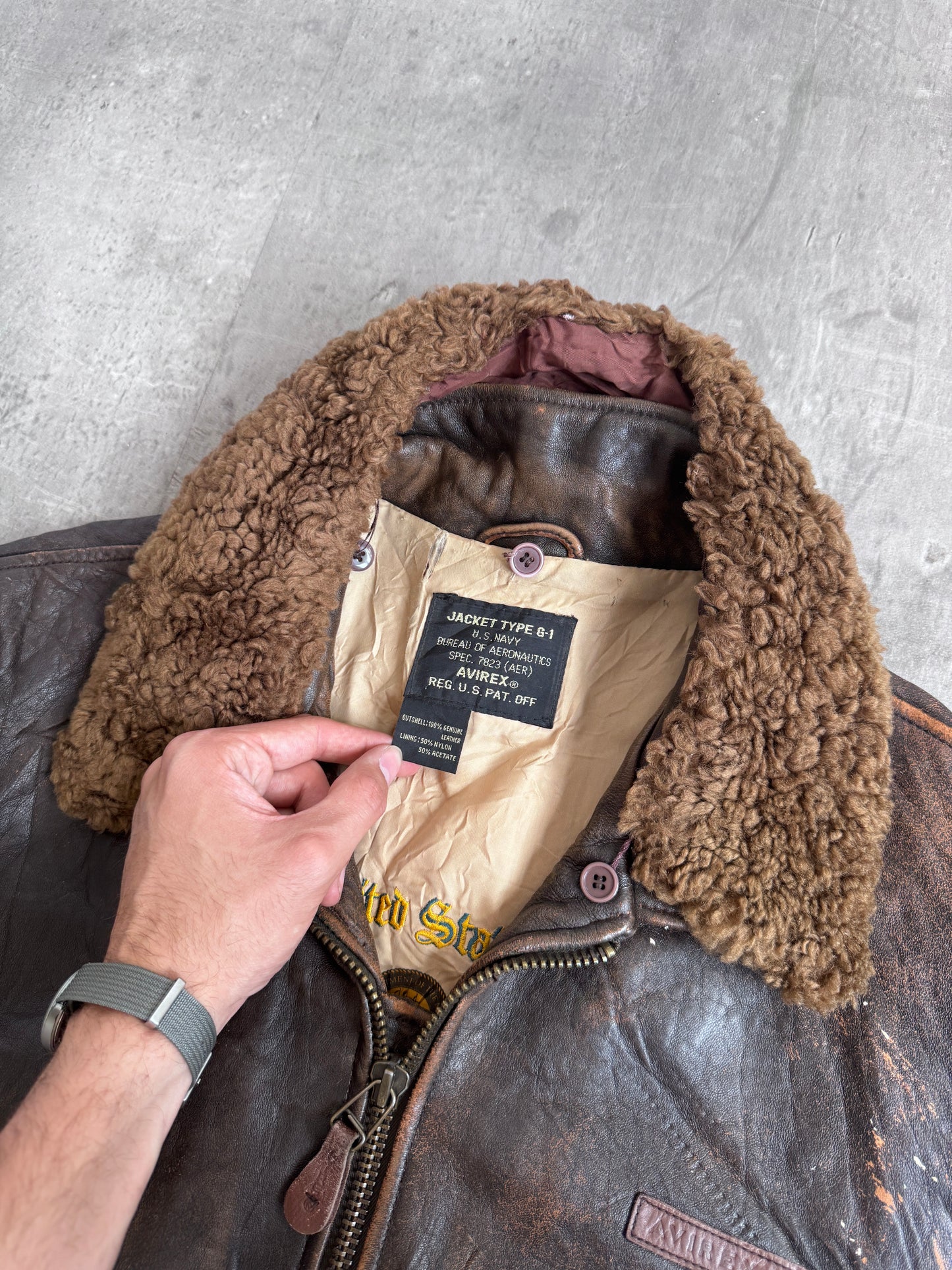 Avirex Sherpa Collar G-1 Leather Flight Jacket