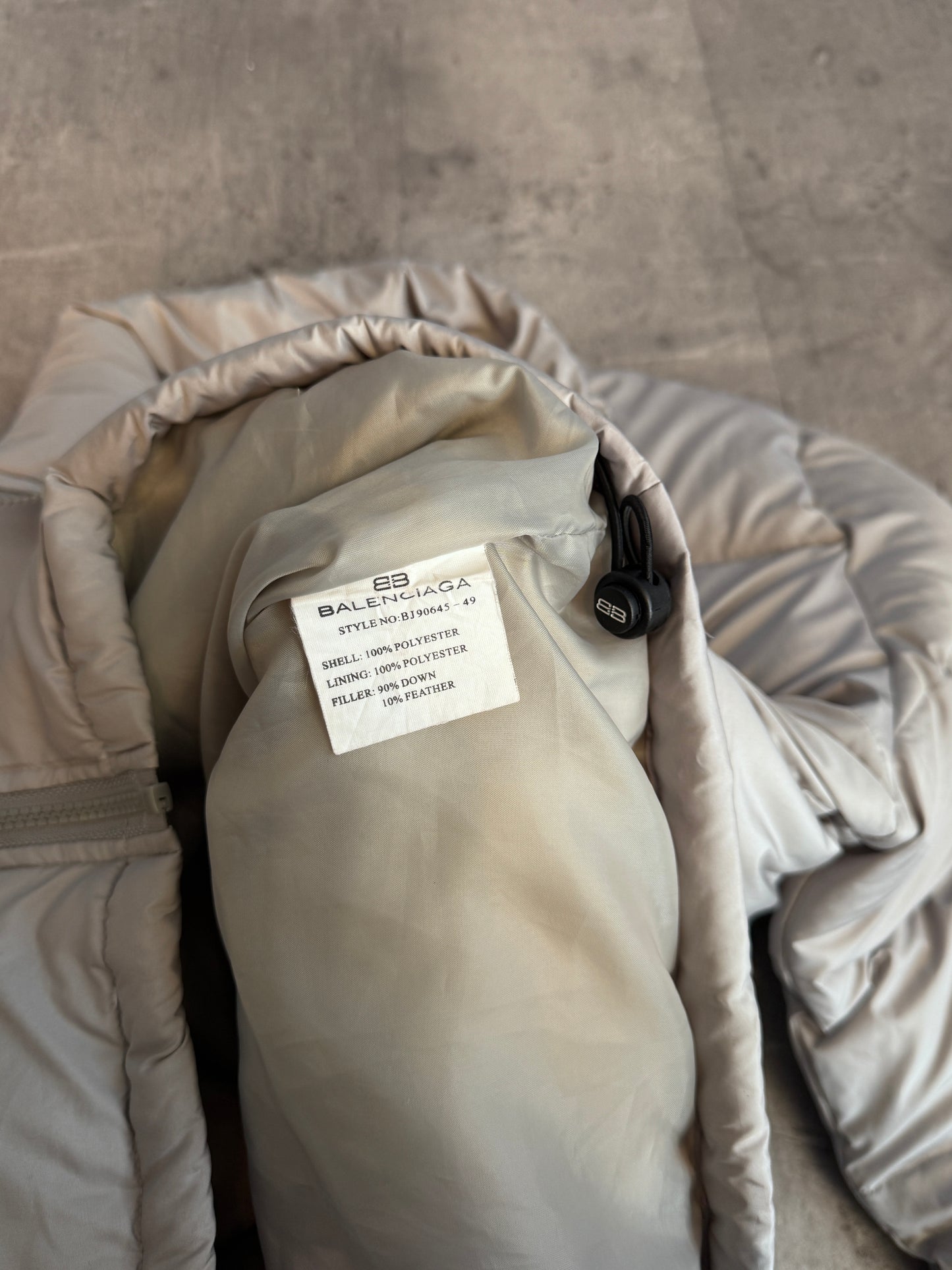 Balenciaga Grey Embroidered Down Quilted Tech Puffer Jacket