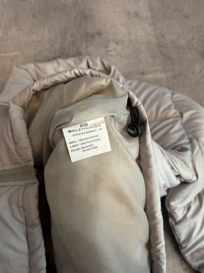 Balenciaga Grey Embroidered Down Quilted Tech Puffer Jacket