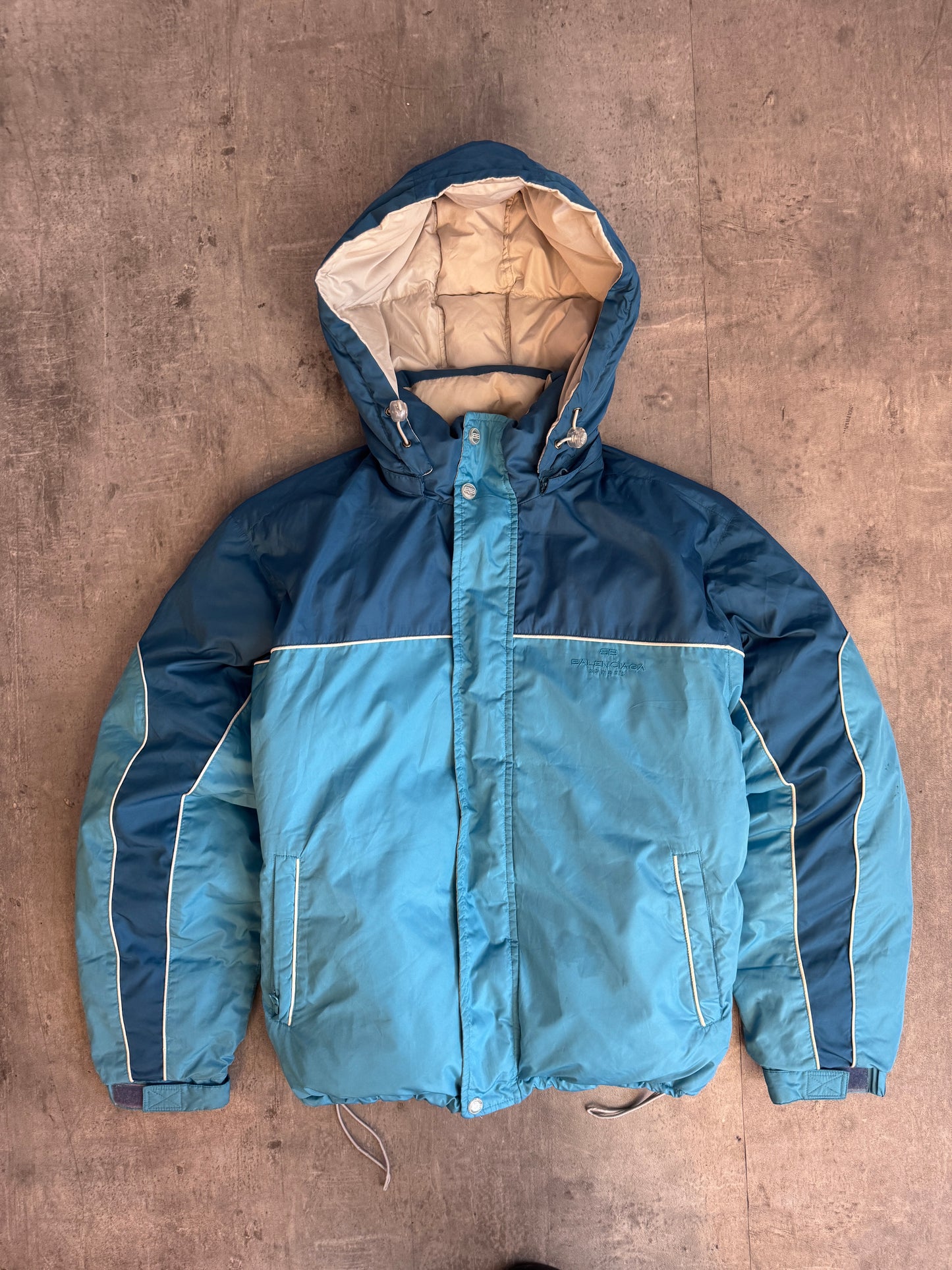 Balenciaga Blue Reversible Duck Down Technical Puffer Jacket