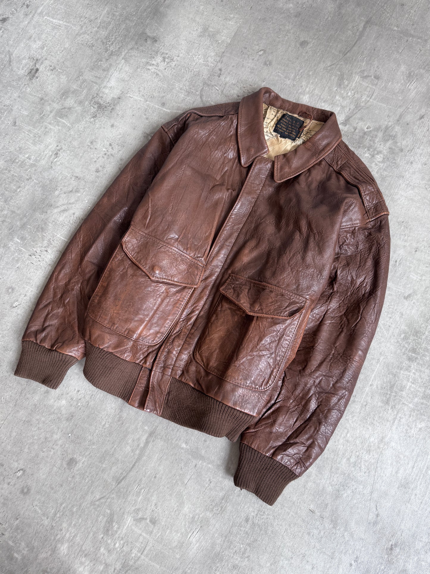 Avirex Brown Leather Type-A2 Bomber Jacket