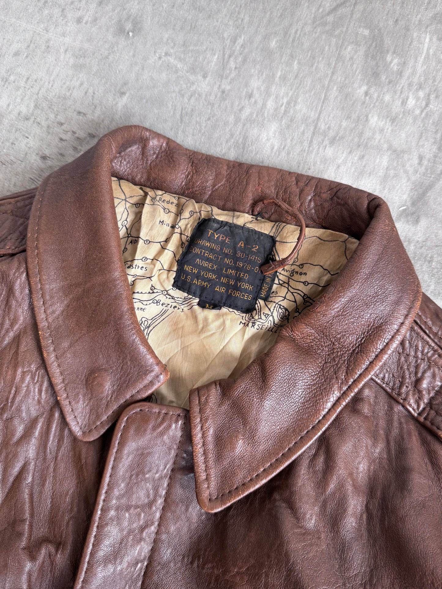 Avirex Brown Leather Type-A2 Bomber Jacket