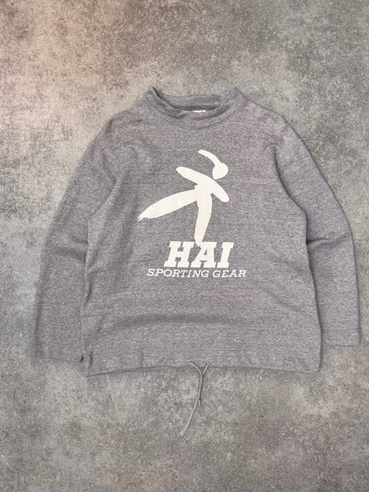 Issey Miyake Hai Sporting Gear Drawstring Grey Graphic Sweatshirt