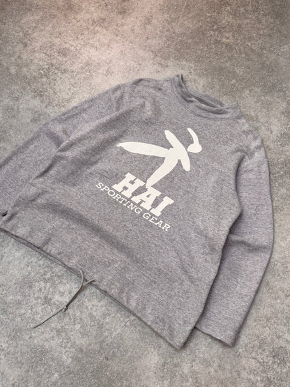 Issey Miyake Hai Sporting Gear Drawstring Grey Graphic Sweatshirt