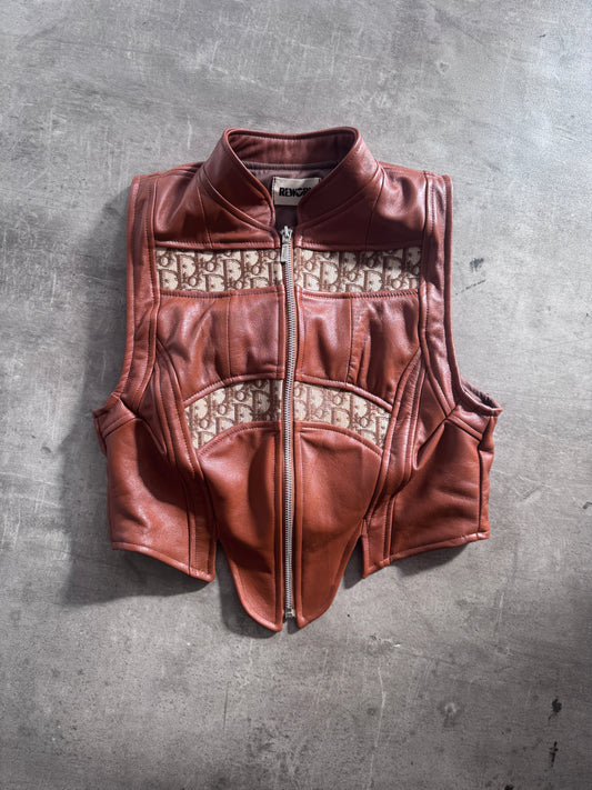 VT Rework: Dior Canvas Detail Zip Up Leather Corset