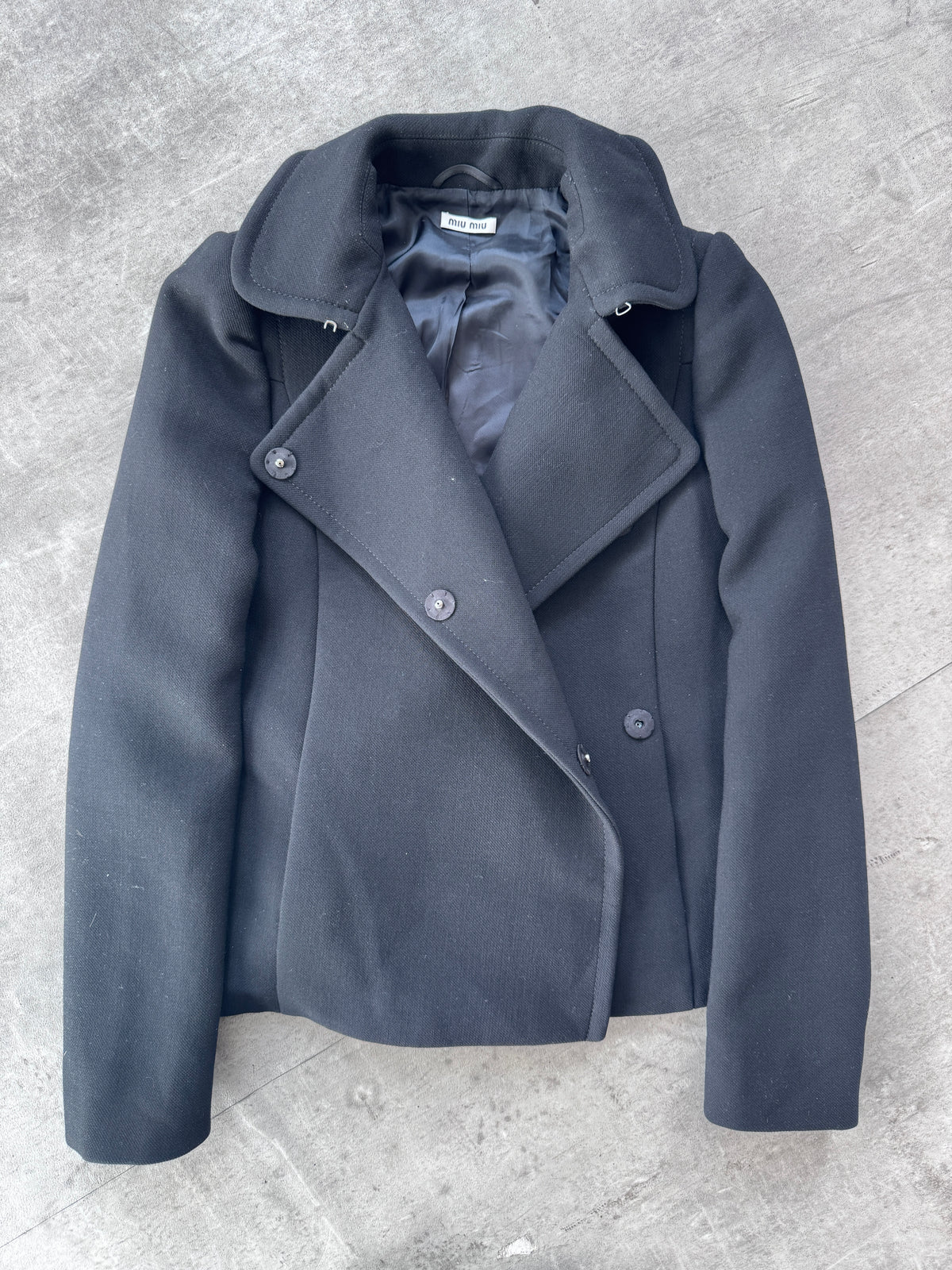 Miu Miu Asymetric Button Up Peacoat