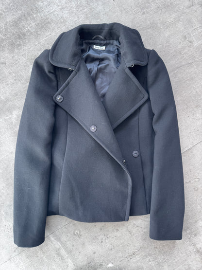 Miu Miu Asymetric Button Up Peacoat