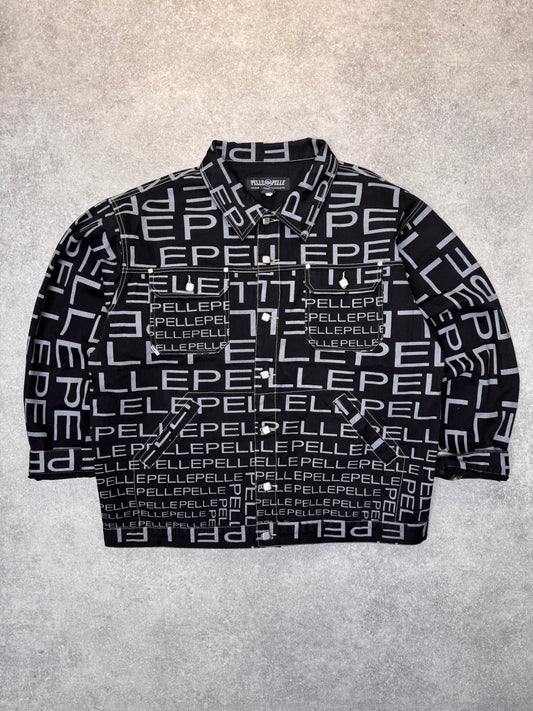 Pelle Pelle Marc Buchanan Two Tone Logo Printed Denim Jacket
