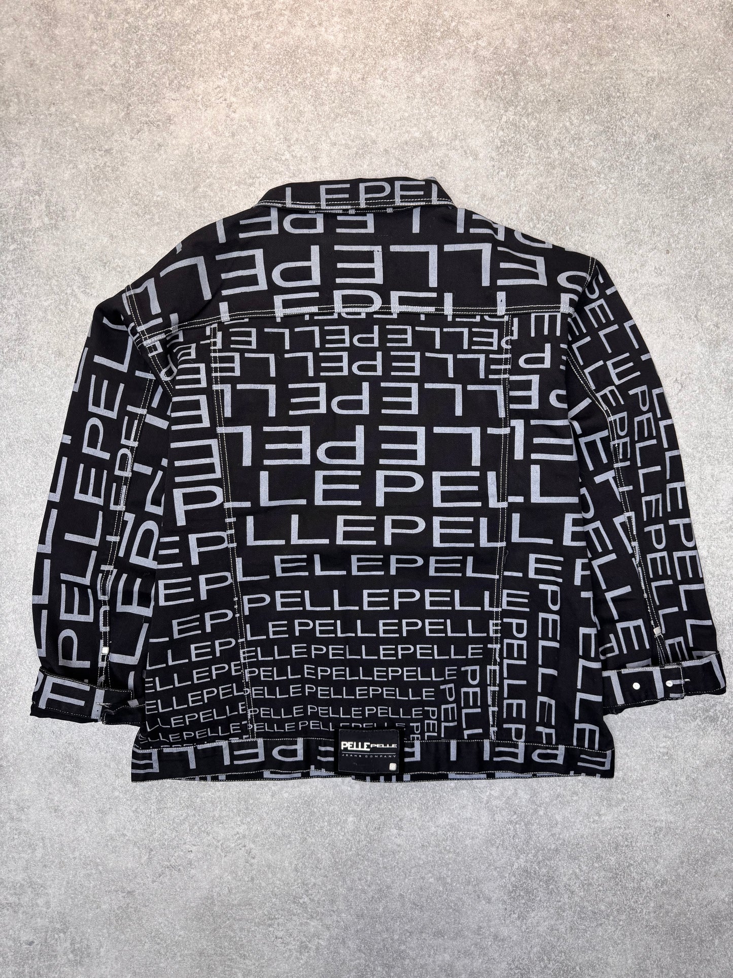 Pelle Pelle Marc Buchanan Two Tone Logo Printed Denim Jacket