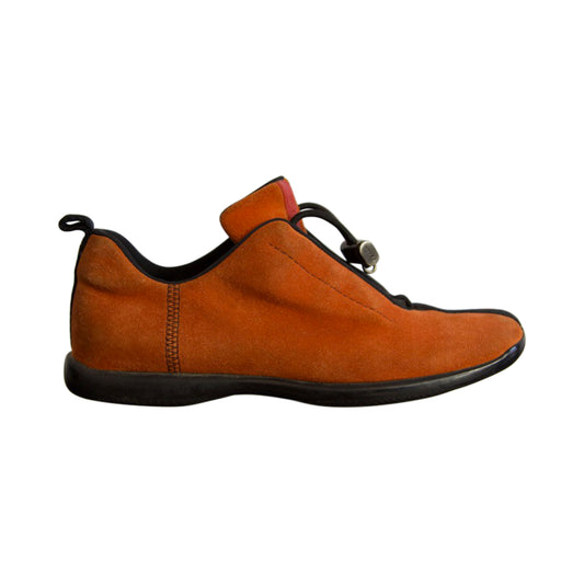 00s Prada Suede Orange Square Foot Trainers