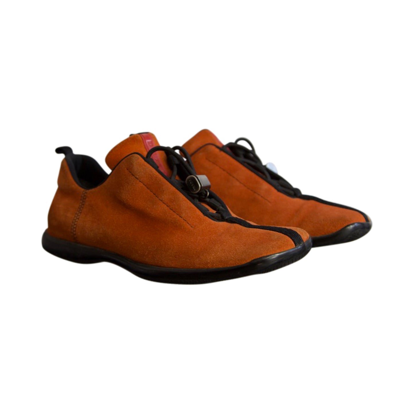 00s Prada Suede Orange Square Foot Trainers