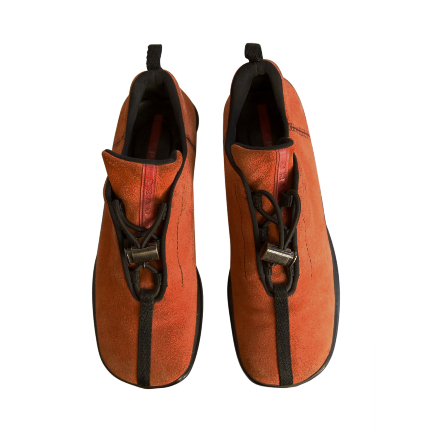 00s Prada Suede Orange Square Foot Trainers